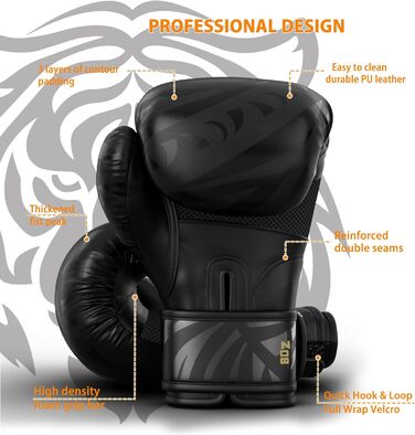 Боксерські рукавички Dripex з PU шкіри для боксу, ММА, муай-тай, кікбоксингу. Розміри 8, 10, 12, 14, 16 oz. Для чоловіків, жінок, підлітків.