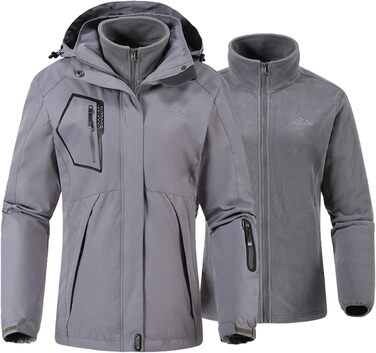 Жіноча 3-в-1 куртка Ysento: тепла флісова куртка, водонепроникна, вітронепроникна, функціональна, софтшелл знімною капюшоном (Сірий, S)