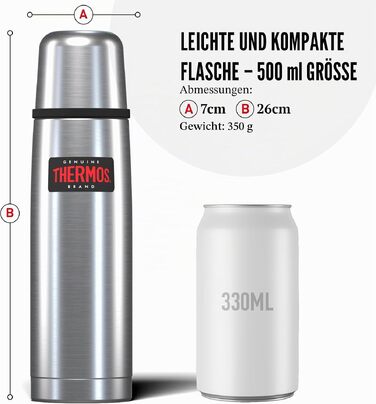Термос із нержавіючої сталі Thermos, легка та компактна термопляшка, 0.5 л