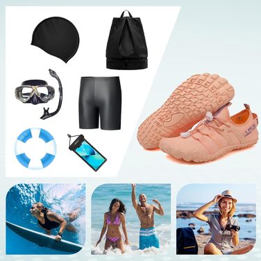 Зітоп Водні черевики для жінок та чоловіків, шкарпетки-черевики, басейн, пляж, спорт, серфінг, йога (36-46 EU), білий, сірий (39 EU, колір м'яса)