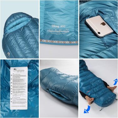 Спальний мішок кокон Mountaintop Ultralight 650 Fill Power (Качка) для кемпінгу, гірських походів, 32°F (чорний)