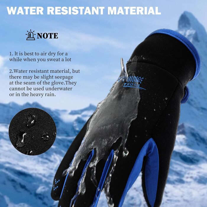 Рукавички сенсорні чоловічі жіночі спортивні термо рукавички для зими, антиковзаючі, для активного відпочинку, бігу, їзди на велосипеді, походів (чорний, синій)