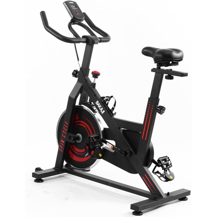 Велотренажер BAKAJI Spinning Bike з LCD-дисплеєм: час, калорії, відстань. Фітнес для дому, тренажерний зал, регульоване сидіння, кардіотренування.