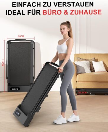 Walking Pad Dskeuzeew: Бігова доріжка з нахилом 7% для дому. 4-в-1, чорний