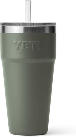 Термокружка YETI Rambler з соломкою, нержавіюча сталь, 769 мл (26 oz), колір Camp Green