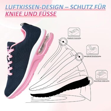 Жіночі кросівки для фітнесу та бігу Laufschuhe синьо-рожеві з амортизацією та підтримкою стопи (36 EU)