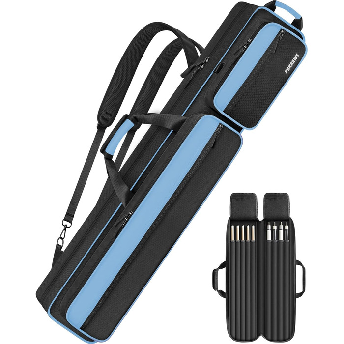 Чохол для більярдних київ: містка, м'яка та міцна сумка на 4 киї, з регульованими ременями (аквамарин/чорний)