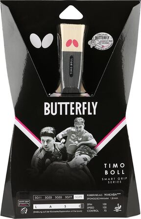 Професійна ракетка для настільного тенісу Butterfly Timo Boll SG99 з ITTF сертифікованим покриттям Wakaba, анатомічною ручкою smart.Grip для тактичних гравців