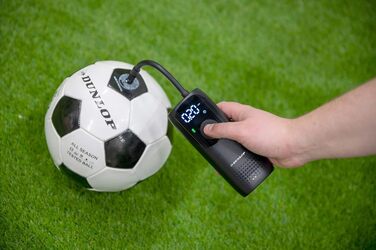 Електричний компресор Dunlop 150PSI, USB-C, велосипедний насос для всіх вентилів, насос для м'ячів, 10 Бар з манометром, пластиковий, чорний