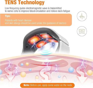 Масажер для шиї Neurotex Lefaya Nurotex 11-в-1: бездротовий, з підігрівом 42°C, 9 рівнів інтенсивності та 6 режимів, електричні імпульси проти болю та напруги (червоний)