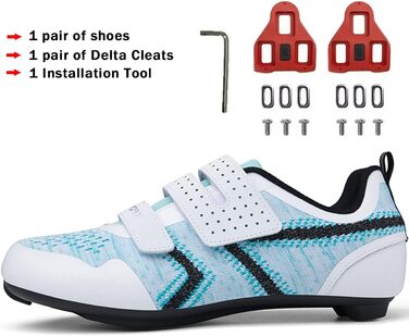 Велотуфлі ULTIANT для їзди в залі та на дорозі, сумісні з Peloton, Look SPD SL Delta, 46/46.5 EU, блакитні