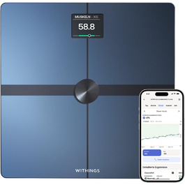 Розумні ваги WITHINGS Body Smart з Wi-Fi, вимірюванням жирової маси, м'язів, води та кісткової маси, чорні
