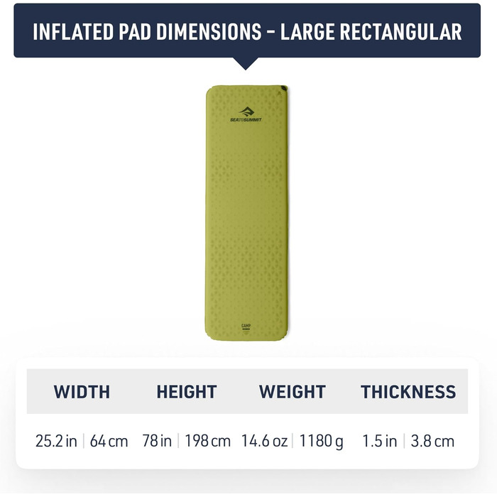 Каремат Sea to Summit Camp Self-Inflating 200x65x3.8 см для кемпінгу та хайкінгу