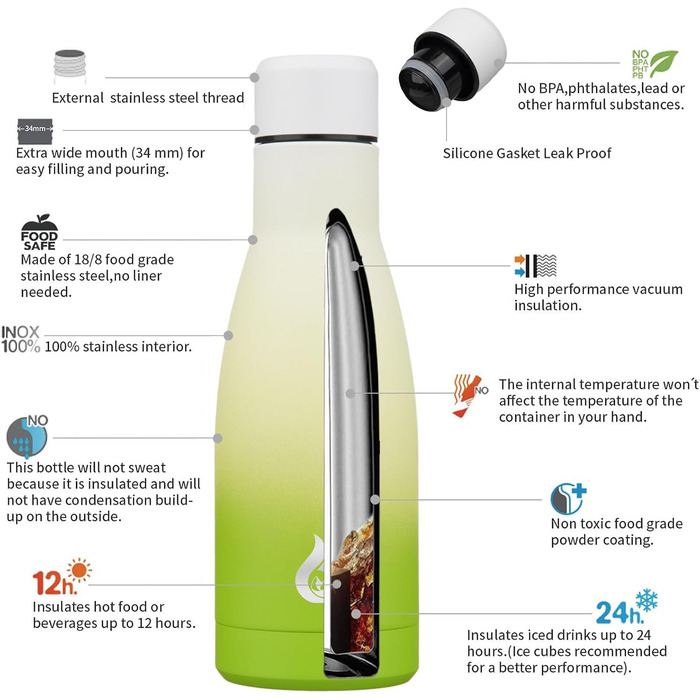 Термос-пляшка BJPKPK 500 мл з нержавіючої сталі, чорно-червоний колір. Зручна, багаторазова, для гарячих та холодних напоїв, придатна для миття в посудомийній машині.