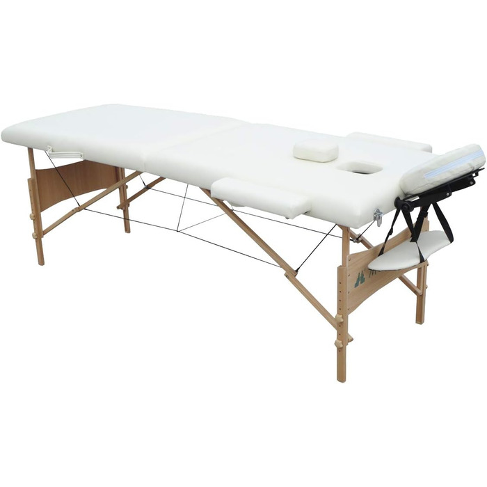 Складаний масажний стіл Mobiclinic CM-01 Light, дерев'яний, 186x60 см, кремовий, з підголівником, портативний, для фізіотерапії, європейський бренд