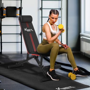 Складана універсальна лавка для фітнесу KM Fit з регульованою спинкою і сидінням, EVA поверхня, вантажопідйомність до 250 кг