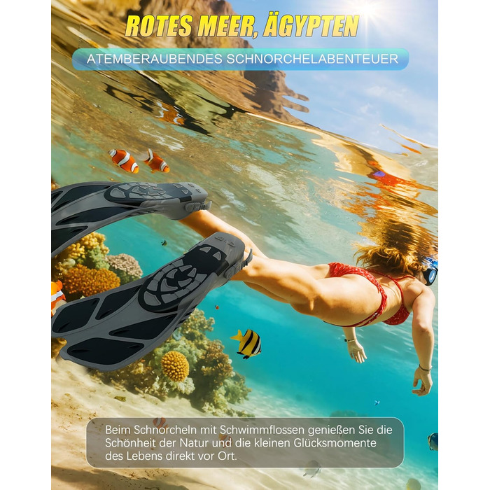 Ласти для плавання Schnorchelflossen, регульовані, дорослі/дитячі, унісекс, чорні (S/M) з сітчастим чохлом