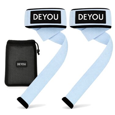 Підтримуючі рукави DEYOU для вузьких та середніх зап'ясть – м'які ремінці для тренувань, силових видів спорту, бодібілдингу (100% бавовна, сітчаста сумка) для жінок та чоловіків, пастельно-блакитні