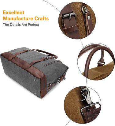 Спортивна сумка для подорожей FANDARE: багатофункціональна сумка-дафл з канвасу для фітнесу, кемпінгу та перельотів (Сіра)