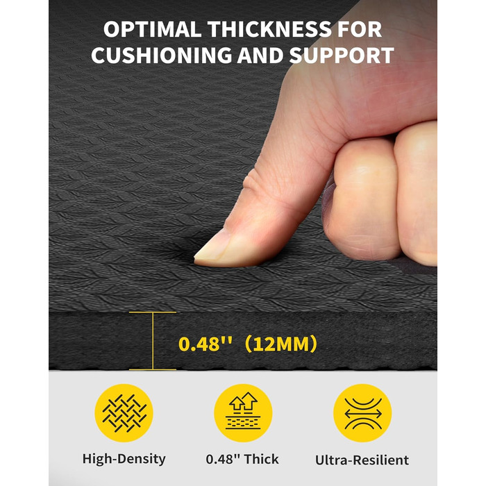 Килимок для йоги Cambivo 1.8 м x 1.2 м (183*122 см), TPE, чорний - для фітнесу, йоги, пілатесу