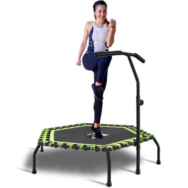 Трамплін для фітнесу 112 см: міні-трамплін для дому з регульованою ручкою та системою Bungee-Seil, до 150 кг