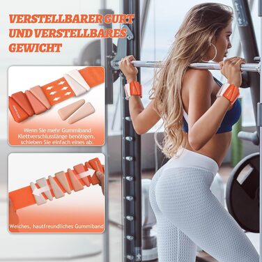 Набір обтяжувачів для ніг та рук BECOJADDE (0.45 кг / 0.9 кг) - для фітнесу, йоги, пілатесу, ходьби, тренувань. Оранжевий колір.