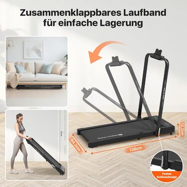 Беговая дорожка Mobvoi Home Laufband Plus Intelligente KI 3-in-1: складная, 2.5 PS, LED-дисплей, Bluetooth, для дома, до 120 кг, 12 км/год