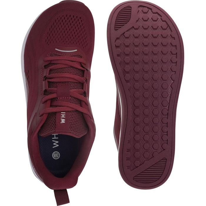 WHITIN Барфутне взуття для жінок та чоловіків | Широкі пальці, мінімалістичні кросівки з підошвою Zero-Drop (36 EU, Бордовий)