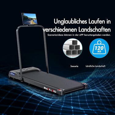 BLACK LORD Intelligentes Gehpad 2-в-1: бігове полотно під стіл для дому та офісу, портативний тренажер для ходьби та бігу з додатком та пультом, запис даних про фітнес SL9H - Чорний (з ручками)