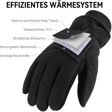 Зимові рукавички OZERO для чоловіків та жінок -30°C, з оленячої шкіри, водонепроникні, вітронепроникні, для водіння, походів, велосипеда, чорні