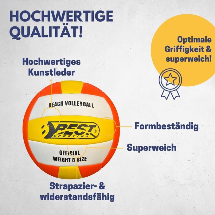 Волейбольний м'яч BEST SPORTING Heat, розмір 5: для гри на вулиці та в приміщенні, з штучної шкіри, преміум-якість, відмінний зчеплення, формастійкий та м'який