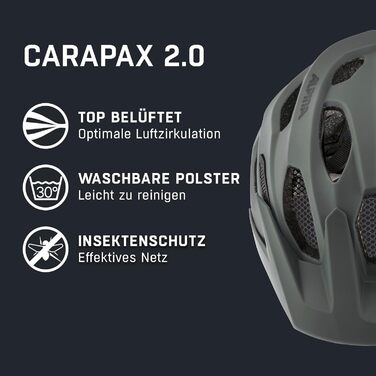 Шолом велосипедний Alpina Carapax 2.0 з сіткою від комах та антибактеріальними подушечками, Coffee-Grey Matt, 57-62 см