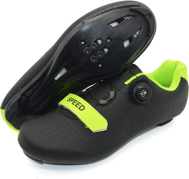Велосипедні туфлі для їзди по пересіченій місцевості та шосе, сумісні з SPD/SPD-SL, для чоловіків та жінок (42 EU, Чорний/Зелений)