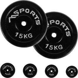 Пара гантельних дисків MSPORTS Professional з чавуну, 2 x 15 кг, чорні