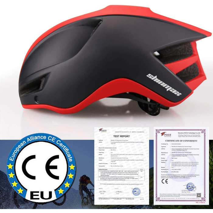 Велосипедний шолом Shinmax з LED-підсвіткою, USB-зарядкою, магнітним знімним візором, для чоловіків і жінок, легкий MTB/міський, регульований 57-62 см, чорний/червоний