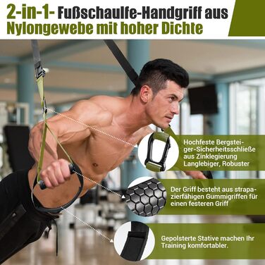 Шкіряний тренажер для всього тіла Schlingentrainer (Green) з великим ручним кріпленням для дверей, сумка, інструкція для домашнього спортзалу