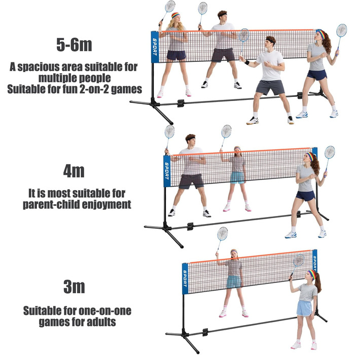 Набір для бадмінтону та піклболу AKOZLIN: регульована висота, сумка для перенесення, універсальне поле для бадмінтону, волейболу, тенісу, піклболу та футбольного тенісу