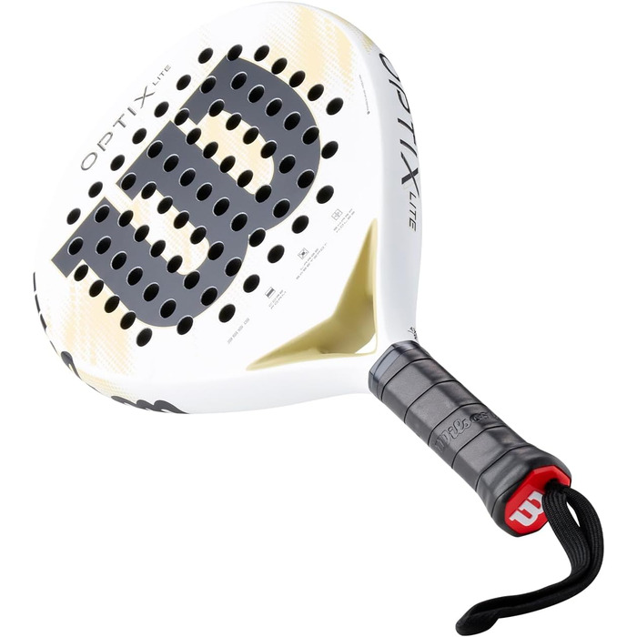 Ракетка для падел Wilson Optix V2 Lite (Біла) - Легка, для початківців, з скловолокном, 45.9x27.6x8.3 см