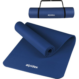 Килимок для йоги ALPIDEX 183x60x0.8 см - нетоксичний, з E-book, ремінком, антиковзкий, для фітнесу, гімнастики, пілатесу, спорту, фізіотерапії, HIIT, йоги, тренувань (Blue)