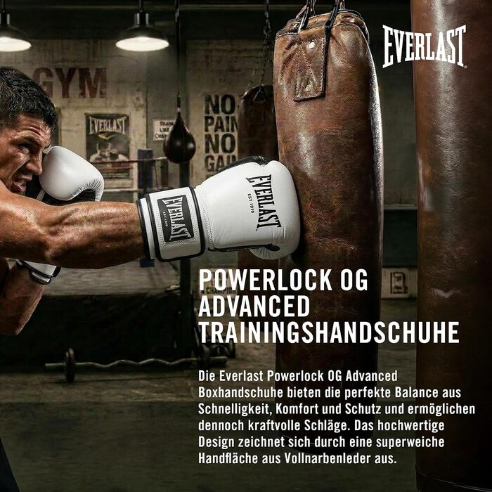 Боксерські рукавички Everlast Powerlock OG Advanced для боксерського мішка та лап, 14oz, біло-чорні