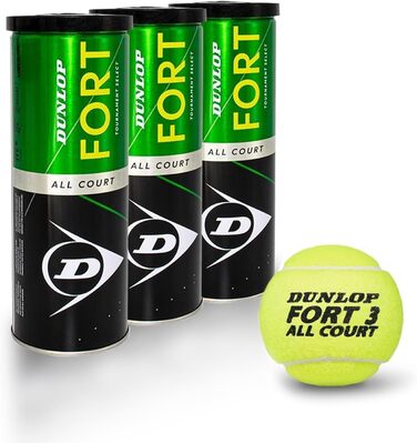 Тенісні м'ячі Dunlop Fort All Court, 9 штук (3x3), універсальні