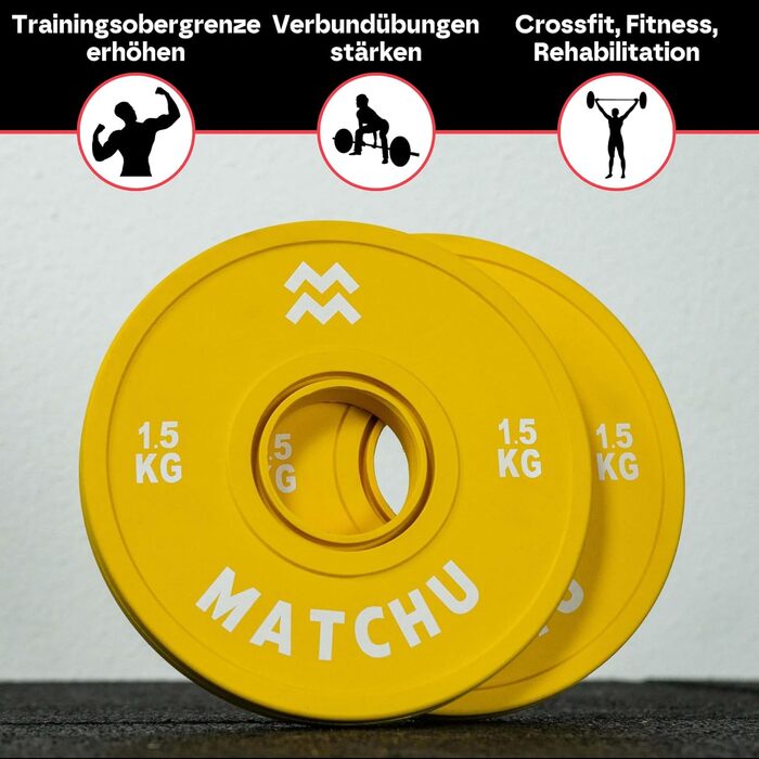 Фракційні диски Matchu Sports 0,25–2,5 кг, набір 2 шт, сталь з гумовим покриттям, діаметр 50 мм для штанги