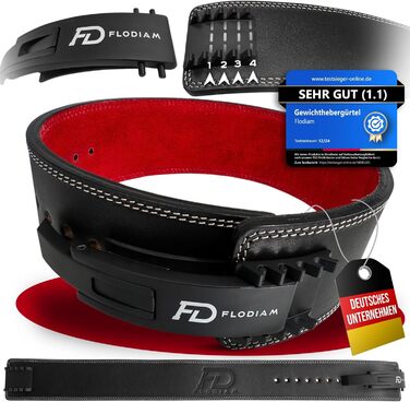 Професійний пояс для важкої атлетики Full Power Design (Чоловічий/Жіночий) з швидкою регулюванням, замок-важіль, пояс для тренажерного залу, підняття ваги, фітнес, шкіра буйвола, пауерліфтинг. Розміри: M, Чорний/Червоний, 10 см