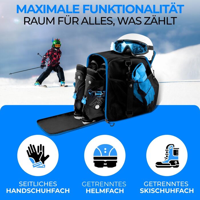 Чохол для лижних черевиків дитячий ISCHGL (Чорно-синій) 40L з відділенням для шолома та аксесуарів