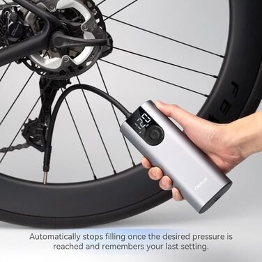 Електричний компресор CYCPLUS Max 150PSI, портативний міні насос для велосипедів, шин, з LED-ліхтарем, USB-C, акумуляторний, універсальний