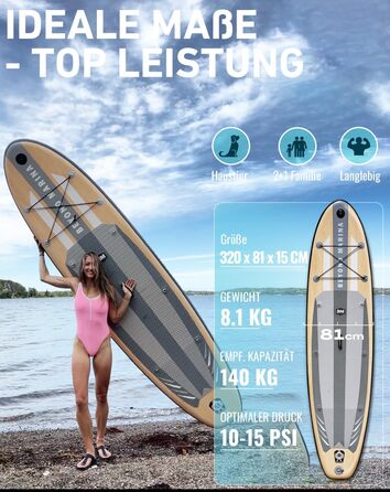 Надувний SUP-борд BEYOND MARINA 2-в-1 з сидінням, аксесуари, 320x81x15 см, білий