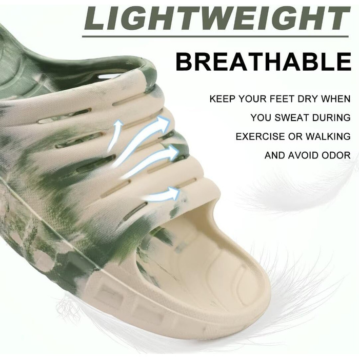 Чоловічі літні сандалі KuaiLu з підтримкою склепіння стопи, ортопедичні шльопанці від плоскостопості, зелені камуфляжні (40 EU)