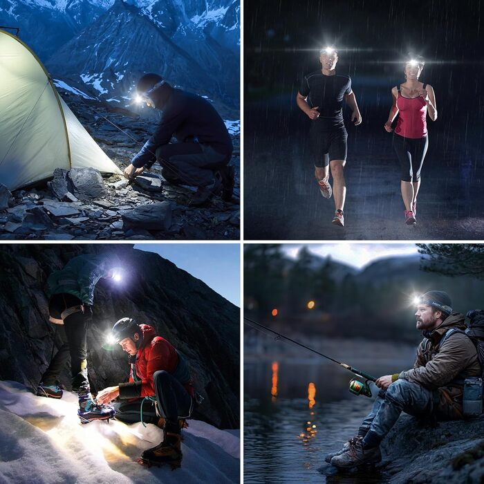 Лепро налобний ліхтар LED перезарядна, 000 люкс, супер яскравий, з червоним світлом та 6 режимами, IPX4 вологостійкий, для кемпінгу та бігу, шт. [з USB кабелем] (Синій, 2)