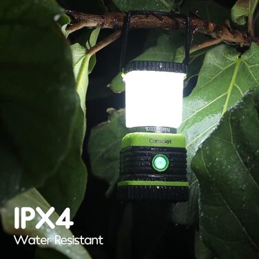 Ліхтар кемпінговий LED Consciot, 1000 лм, 4 режими, водонепроникний IPX4, на батарейках для дому та вулиці