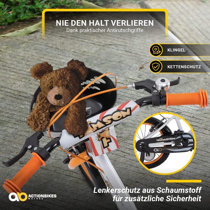 Дитячий велосипед Actionbikes Timson 16 дюймів, V-Brake, з крилами, для хлопчиків і дівчаток, від 2 до 9 років